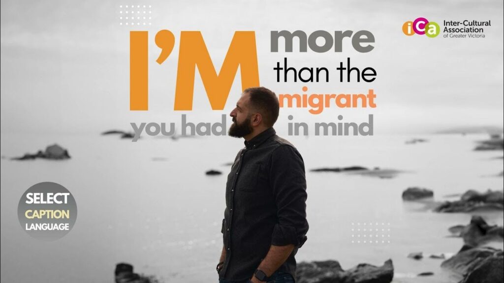 A man with a beard looks out at the water. Text reads "I'M more than the migrant you had in mind.