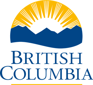 Logo for British Columbia featuring a sunburst over mountains and the text 'BRITISH COLUMBIA'.