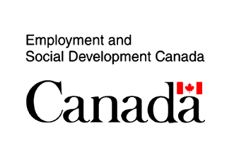 Logo for Employment and Social Development Canada with the word Canada and the Canadian flag.